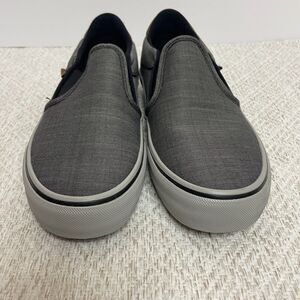 Vans Mens 8.5 Asher Deluxe Comfort Textile Black/Grey Slip On Shoes Sneakers NIB